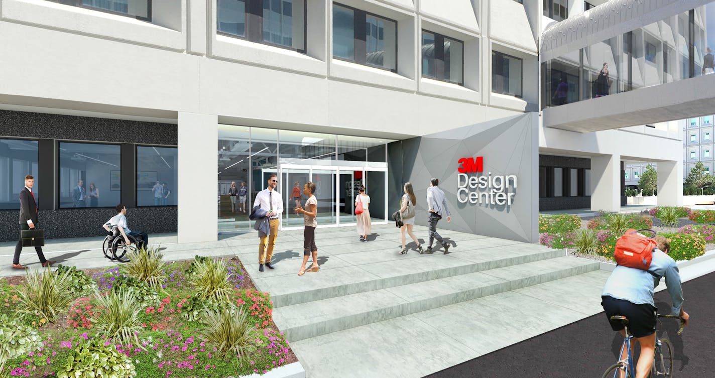 3M, the global innovation company long recognized for diversified technology and collaboration, today announces the development of the 3M Design Center, an incubator for progressive ideation and the creative heartbeat at 3M. ] Rendering: 3M Design Center Exterior (Photo: MSR Design)