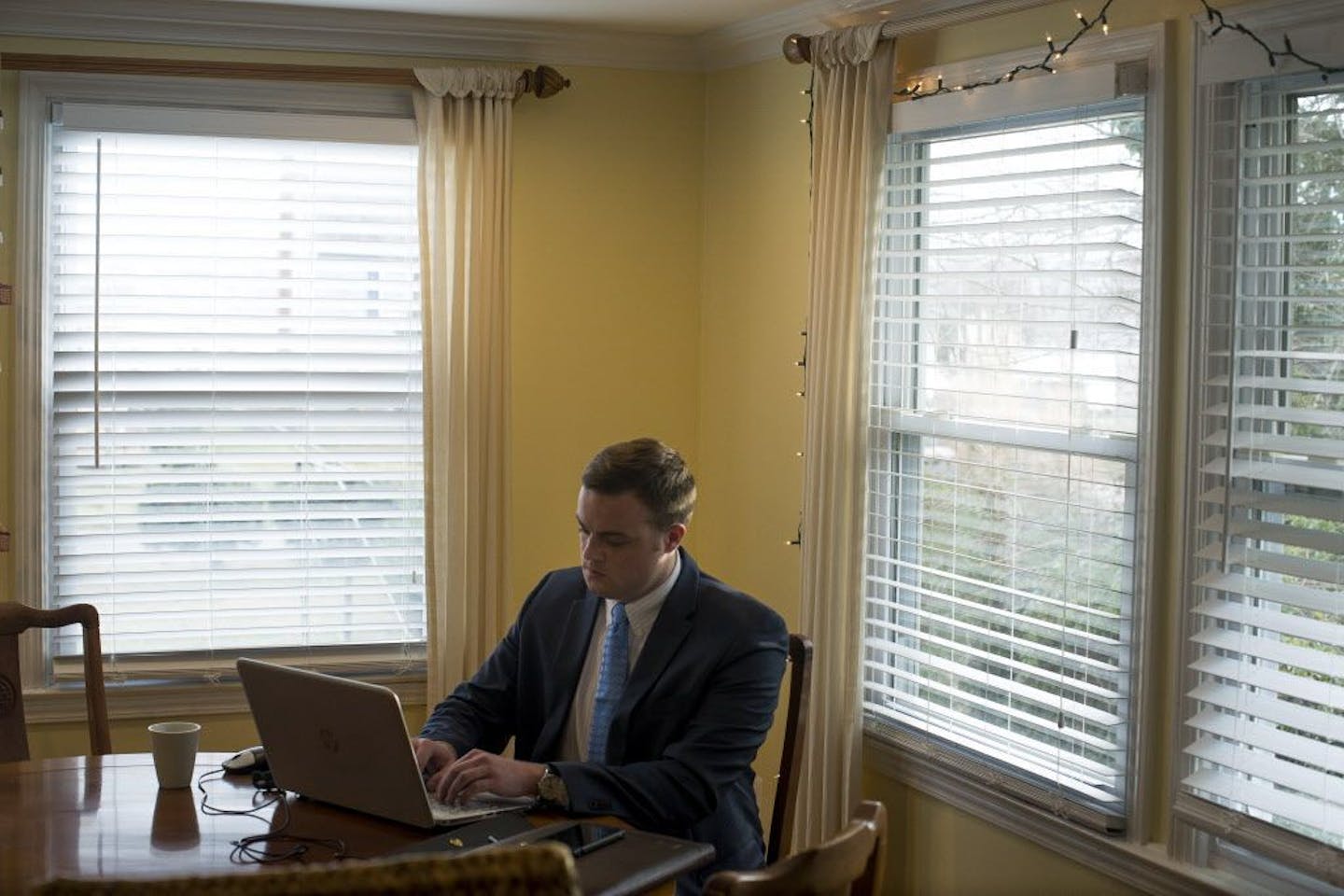 Cameron Harris in his home office in Annapolis, Md., Jan. 16, 2017. Harris created a fake story about an electrical worker who stumbled upon stacked boxes of ballots pre-marked for Hillary Clinton. It was eventually shared with six million people, according to CrowdTangle, which tracks web audiences.