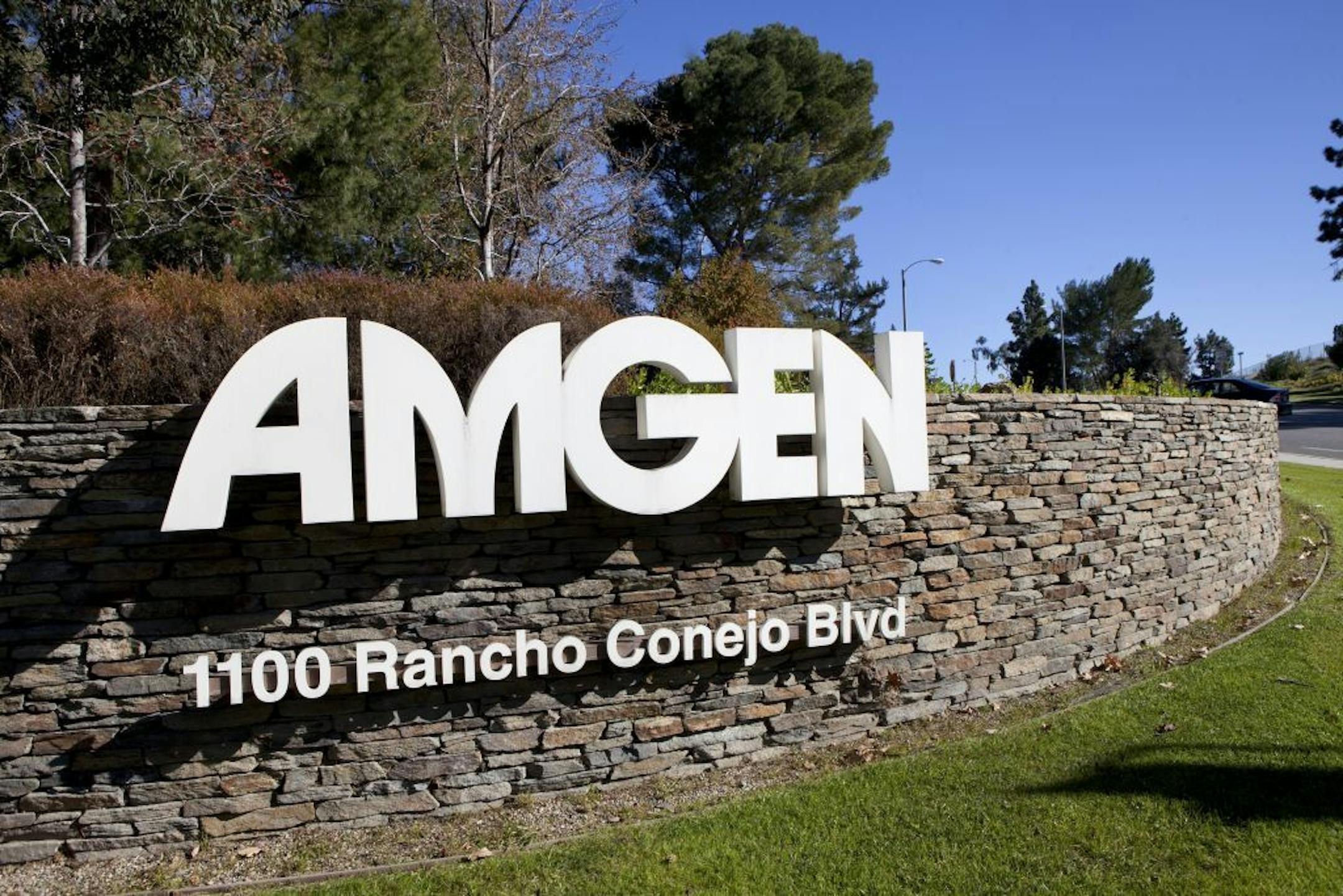 The headquarters of Amgen, the world's largest biotechnology firm, in Thousand Oaks, Calif., Jan. 16, 2013. A provision buried in the fiscal bill passed earlier this month gives Amgen two more years to sell a lucrative kidney dialysis drug without government price restraints.