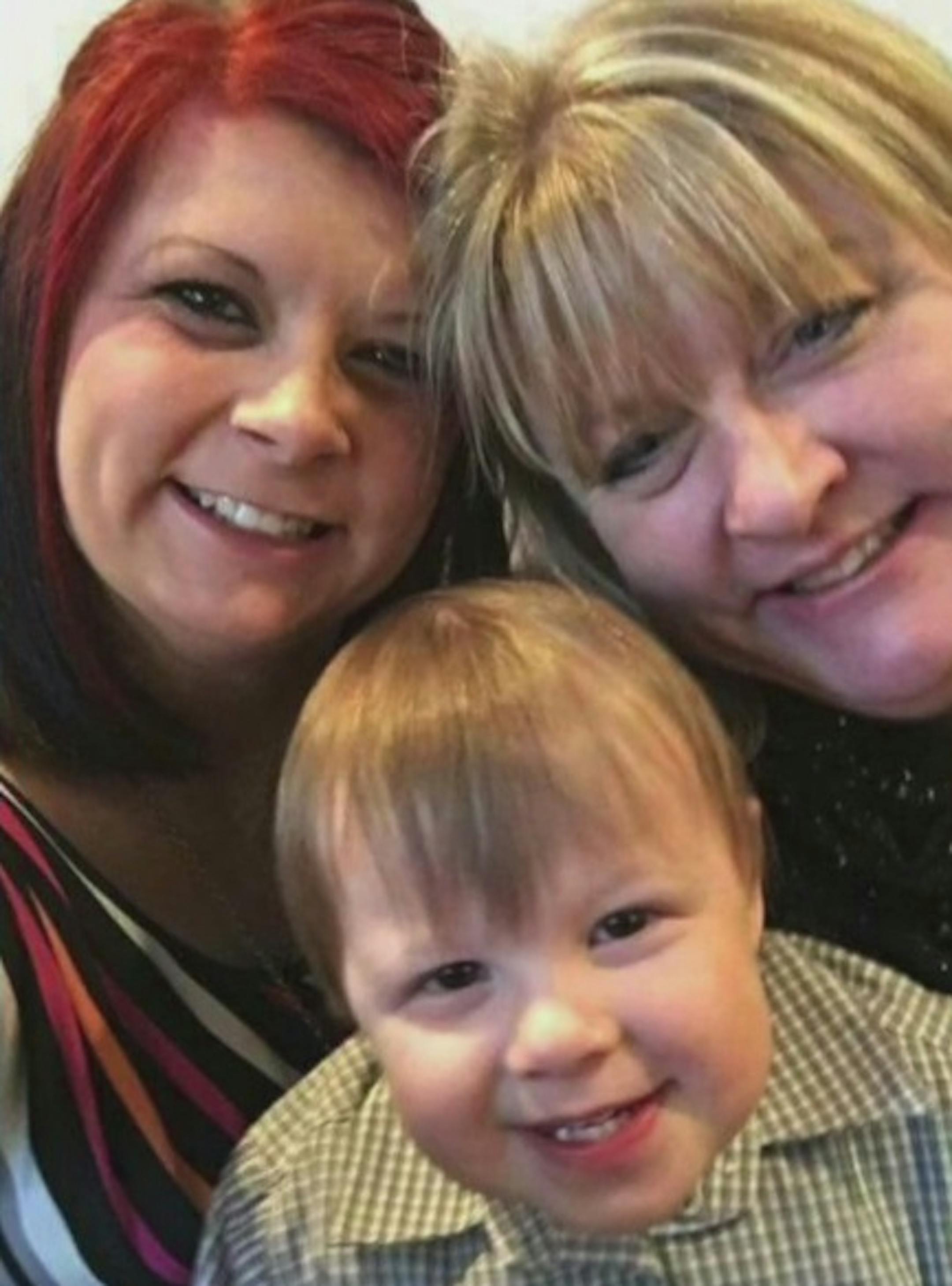 Dylan Bailey, left, Dawn Chiodo, right, and 2-year-old Payton Bailey.