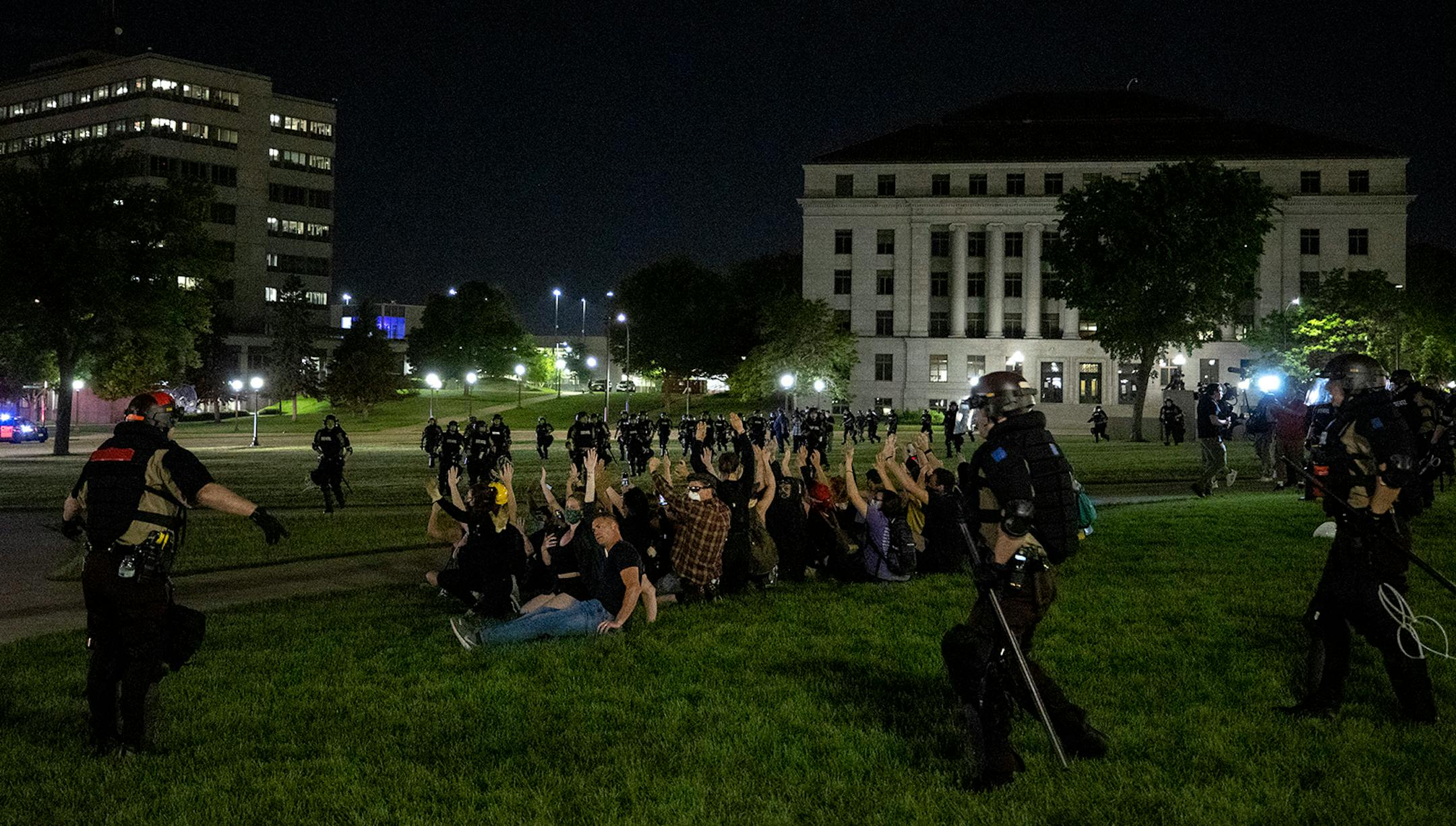 Arrests were made after curfew at the Minnesota State Capitol in St. Paul on Monday night.