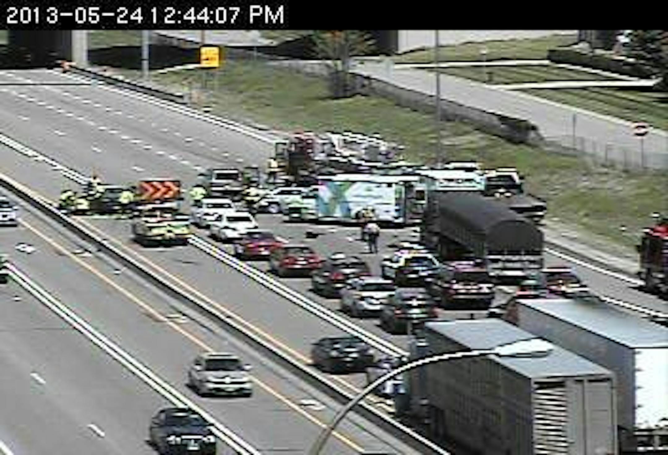 Northbound I-35W was blocked as authorities responded to a crash Friday afternoon just south of I-494.