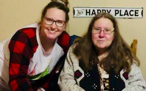 Alice Stack, right, with friend and neighbor Kristine Iskierka.