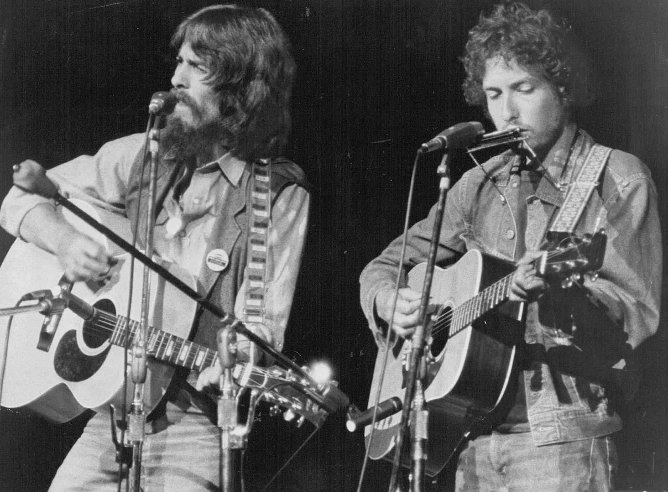 July 31, 1972 The Concert for Bangladesh -- George Harrison (left) and Bob Dylan (right) perform together onstage for the first time in history. February 17, 1978 Minneapolis Star Tribune