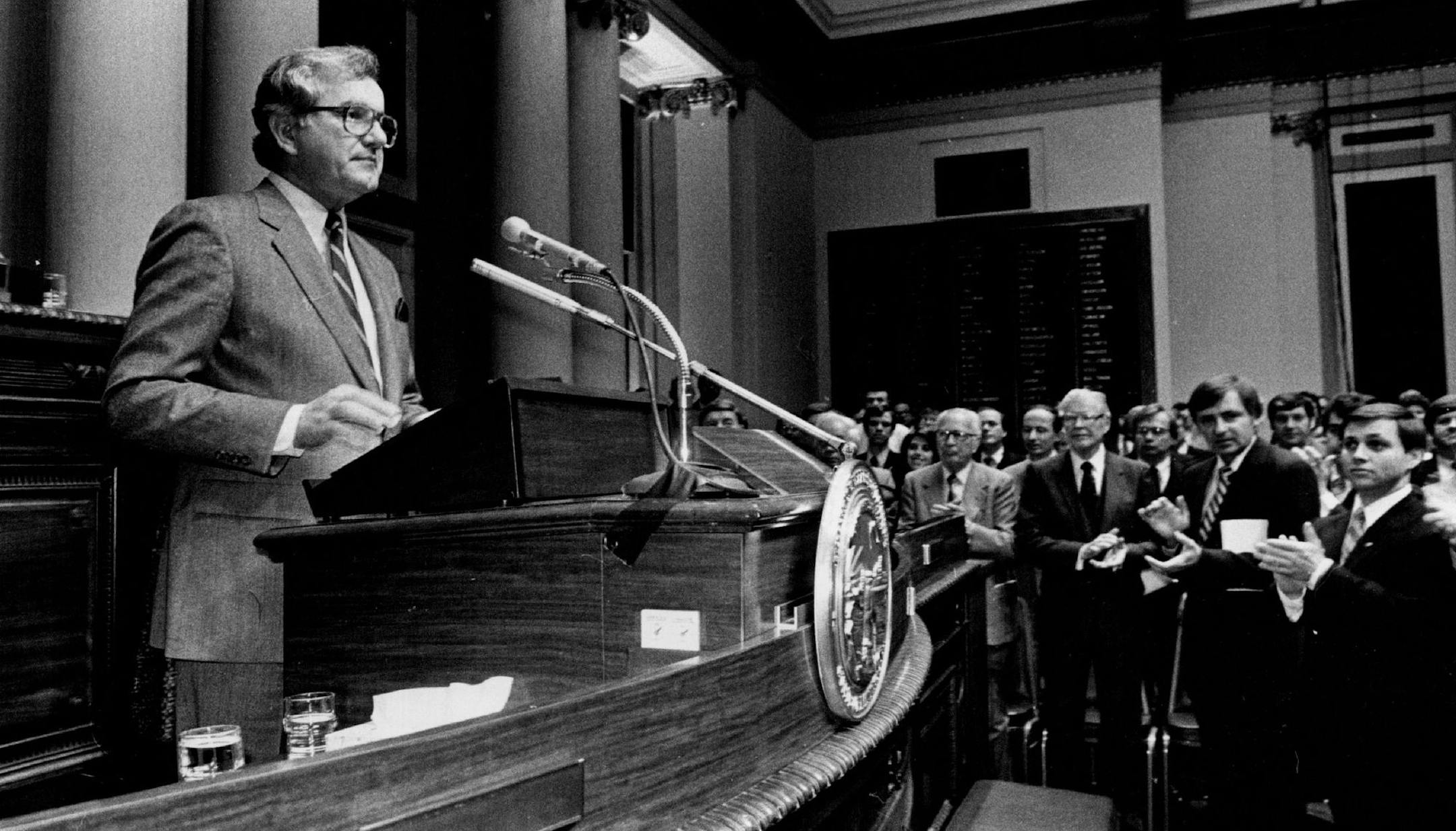 February 15, 1983 Gov. Rudy Perpich Single '83 Budget Mange. Charles Bjorgen, Minneapolis Star Tribune