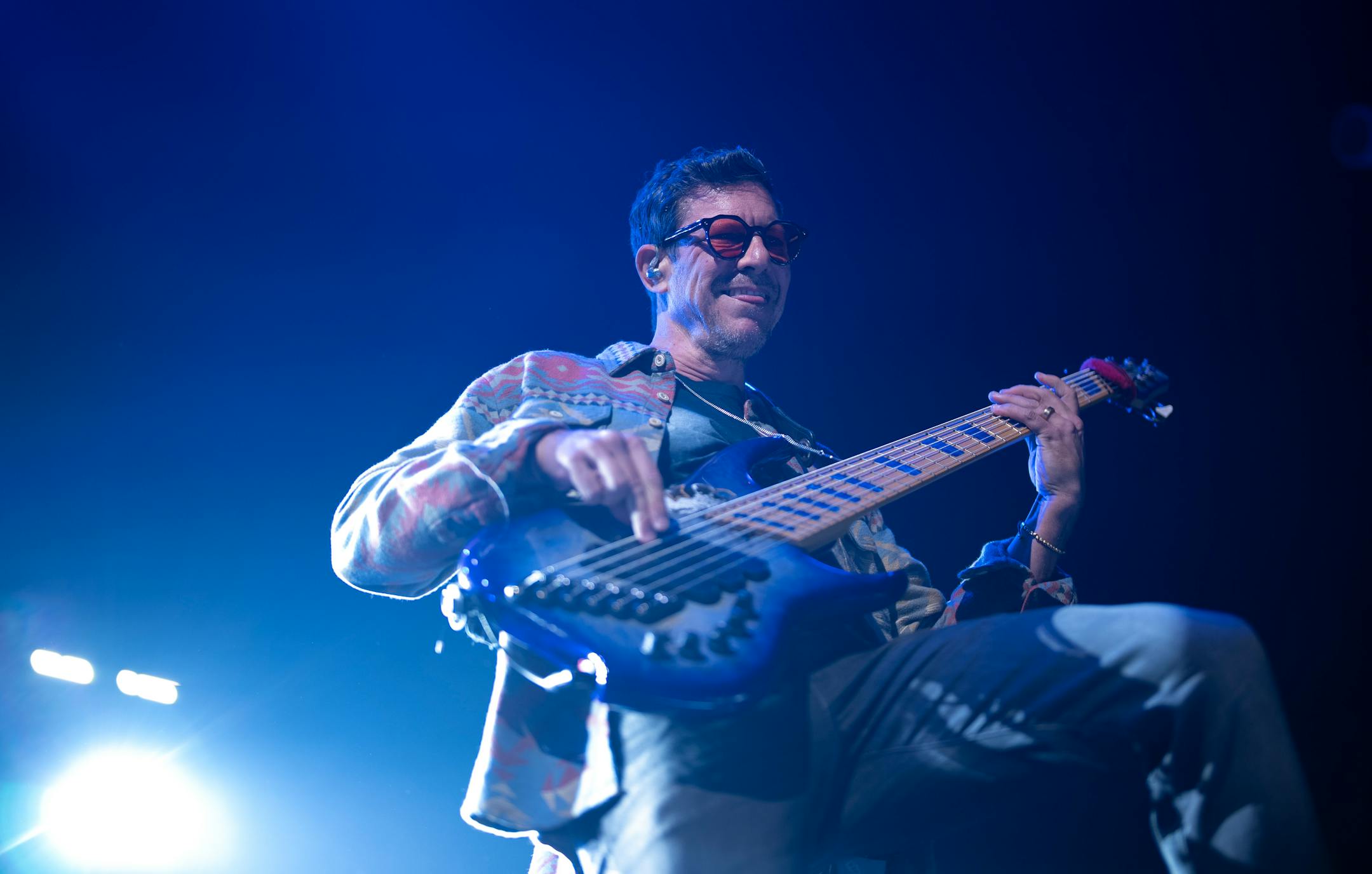 Dave Matthews Band bassist Stefan Lessard performing with the band early.