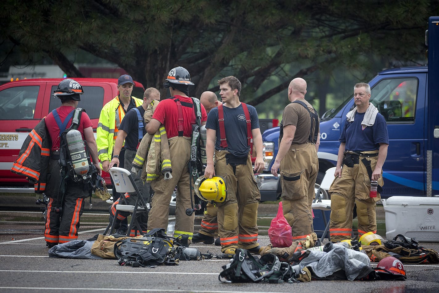 Fire crew from Mendota Heights, Inver Grove Heights, Eagan, and South Metro battled a fire at the Mendakota Country Club that started around 4:30 a.m., Friday, July 13, 2018 in Mendota Heights, MN.