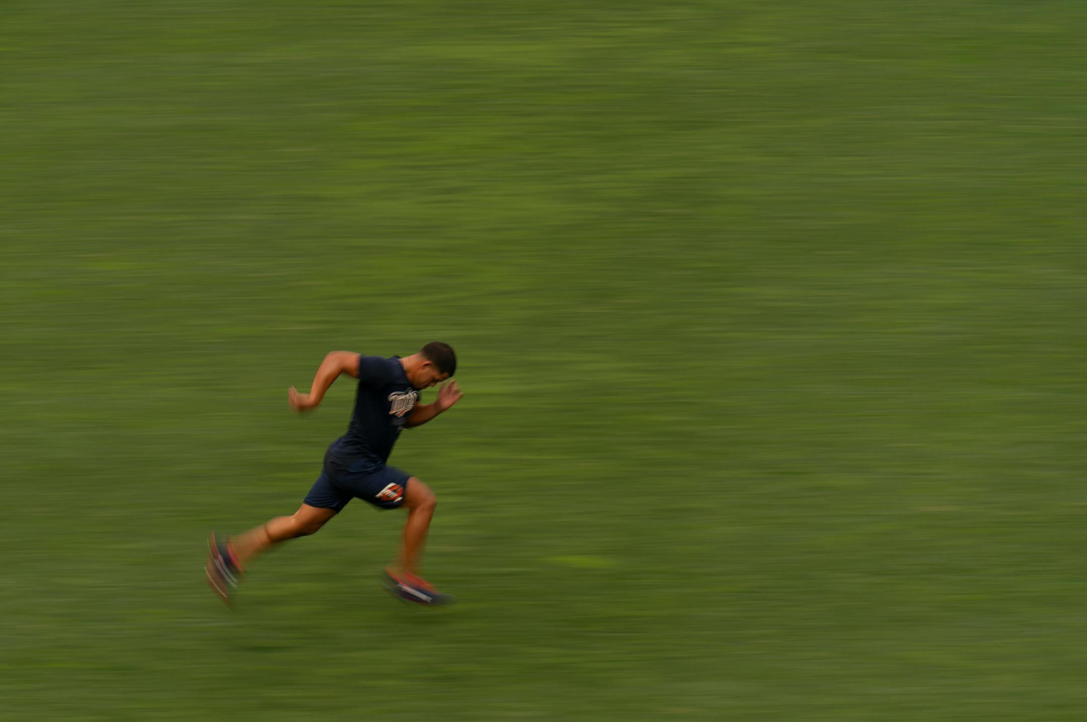 Minnesota Twins starting pitcher Jose Berrios ran sprints after infield drills Monday afternoon.