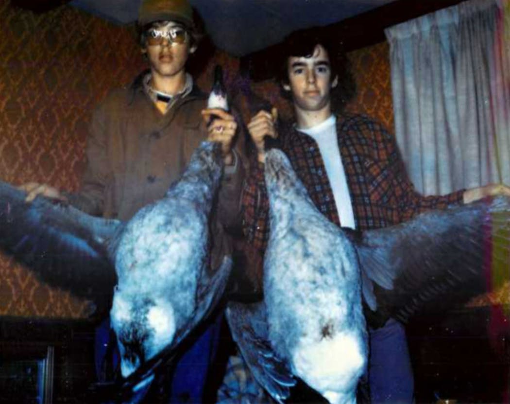 Steve Backowski, left, and Stephen Roche met in high school in the mid-70s and have hunted ducks together ever since.
