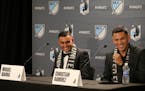 Miguel Ibarra and his newly named teammate Christian Ramirez laughed as they answered questions during a press conference