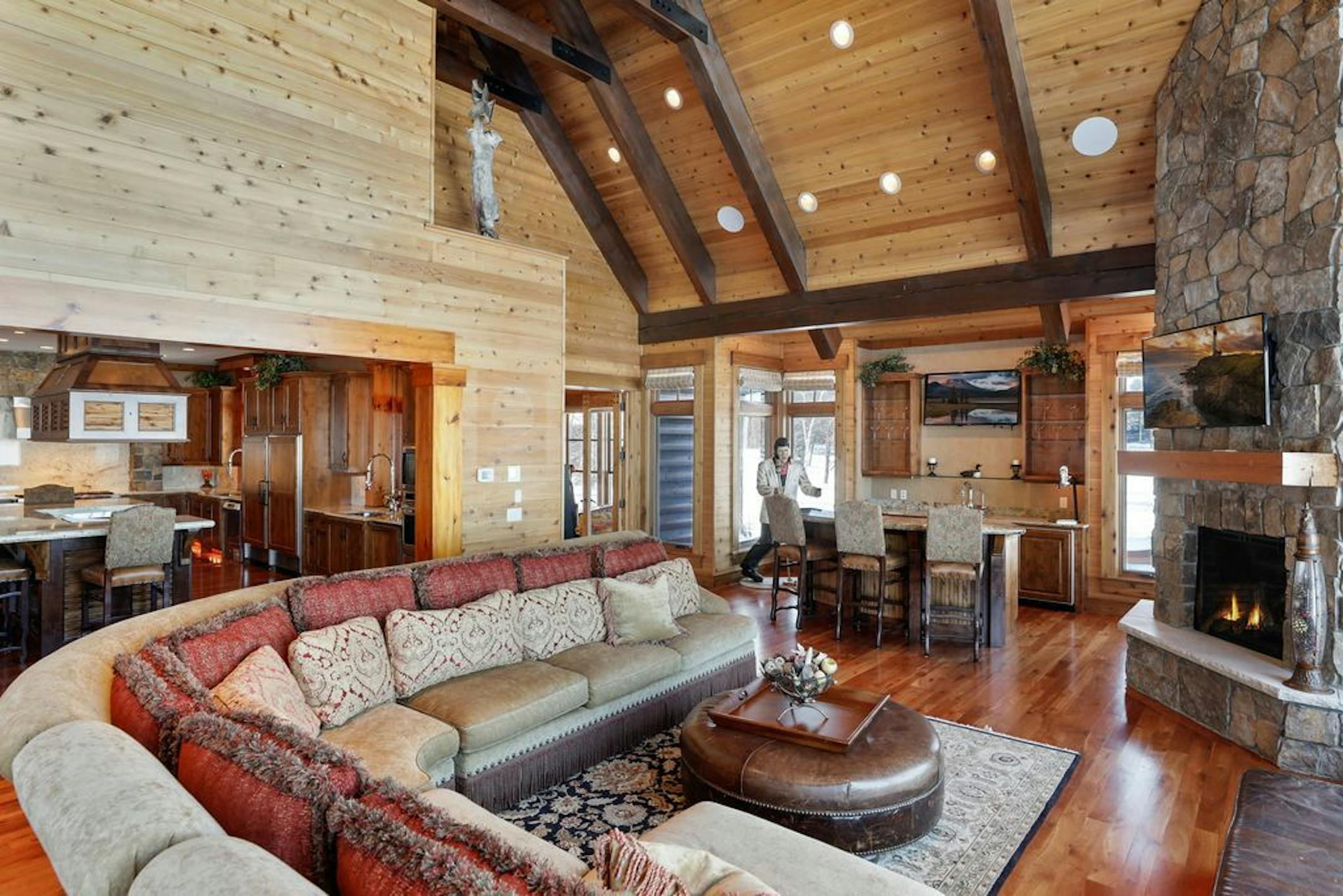 Another gathering spot, with fireplace, one of six fireplaces in the main house.