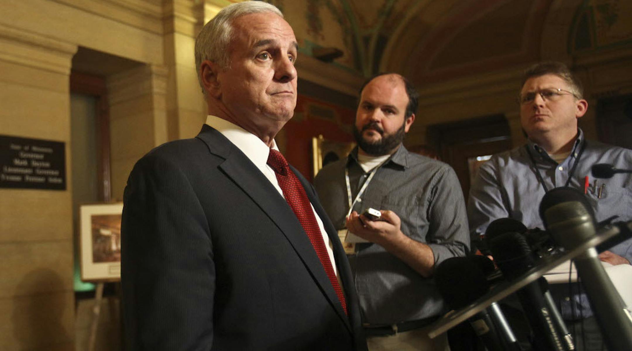 Gov. Mark Dayton said he was surprised at the position taken by the state's House and Senate leaders.