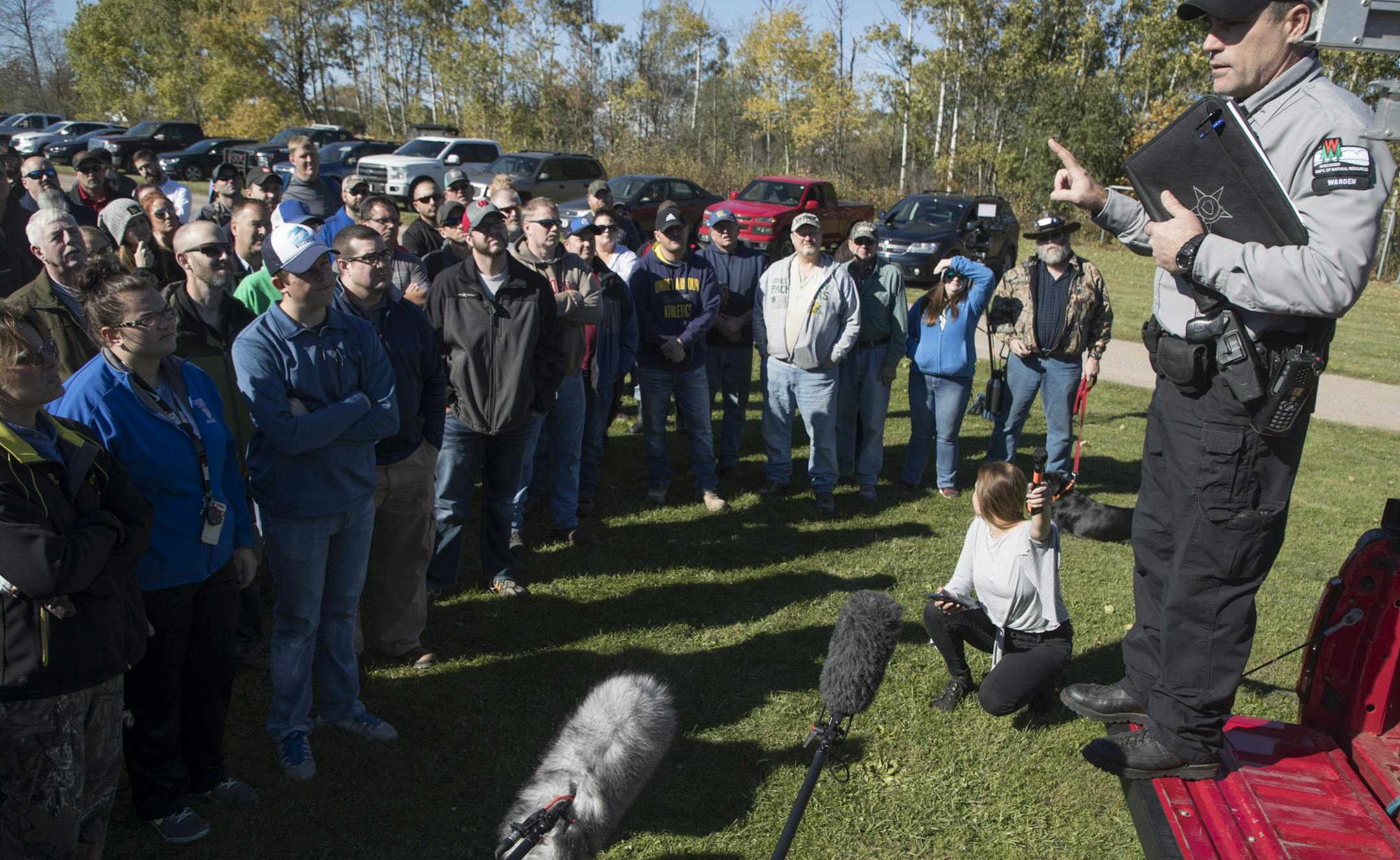 Wisconsin DNR warden Supervisor Russell T Fell selected 100 volunteers to searched the ditches along highway 8 in near the home where 13-year-old Jayme Closs lived with her parents James, and Denise Thursday October 18, 2018 in Barron, Wisconsin.