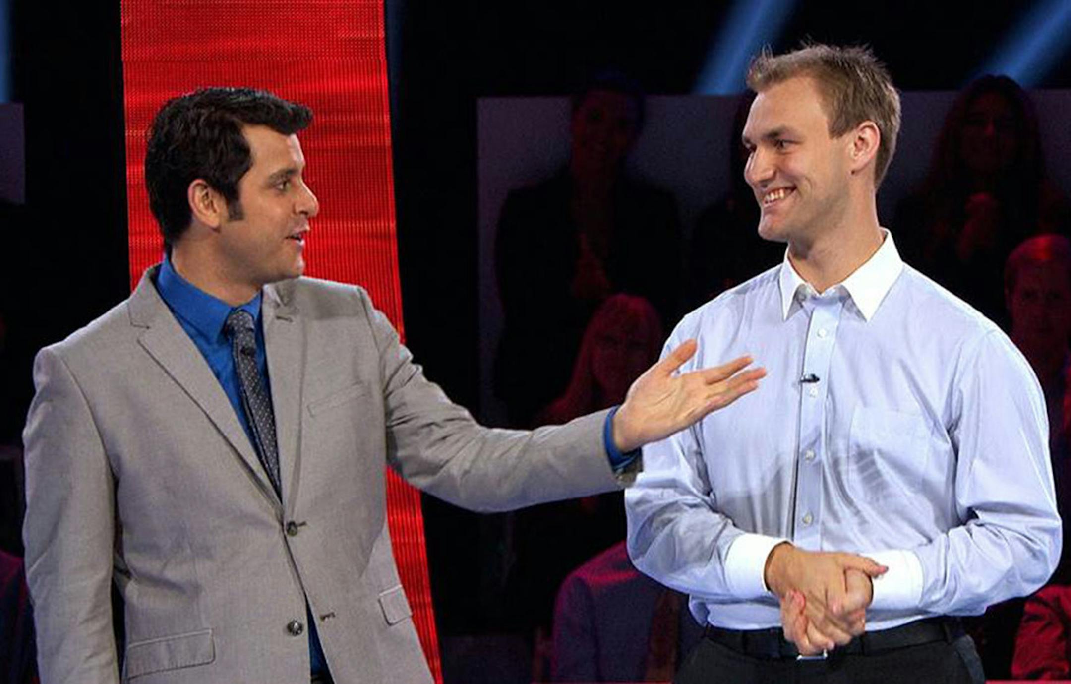 Tim Van De Walker of Maplewood, MN with &#x201a;&#xc4;&#xfa;Idiotest&#x201a;&#xc4;&#xf9; host Ben Gleib. Photo credit: GSN