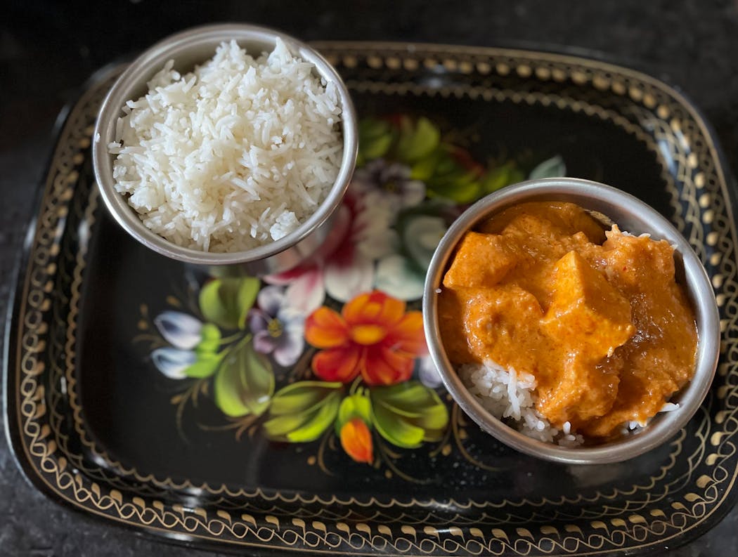 The aromatic and vibrantly colored chicken Makhani from India House on Grand Avenue.