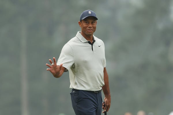 Tiger Woods during a practice round Tuesday at the Masters.