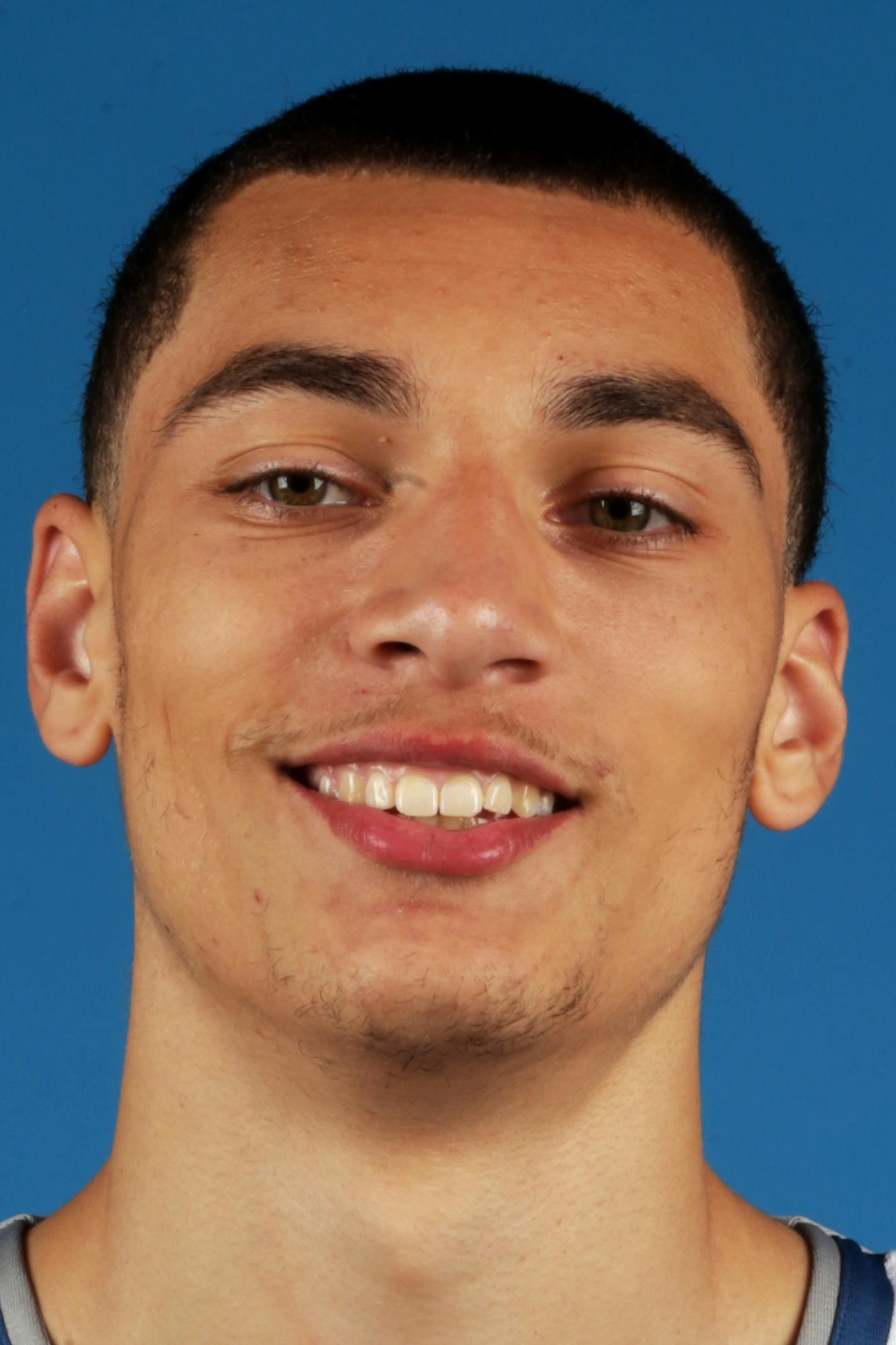 Minnesota Timberwolves' Zach LaVine poses for media day photos Monday, Sept. 29, 2014, in Minneapolis. (AP Photo/Jim Mone) ORG XMIT: MP10