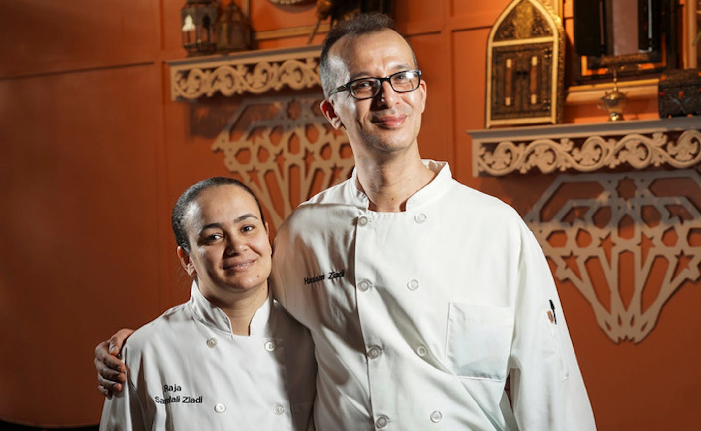 Raja Samlali Ziadi and husband Hassan Ziadi at Ziadi's Mediterranean in Minneapolis, Minn., on Friday, April 19, 2019. ] RENEE JONES SCHNEIDER ¥ renee.jones@startribune.com