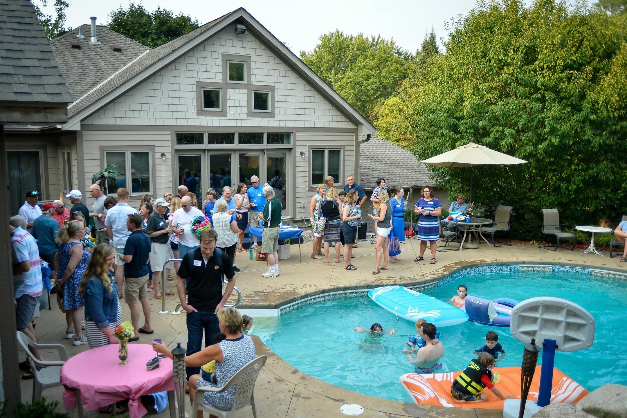 The scene at Tom and Sharon Dewitz's home Tuesday night during their National Night Out Party.