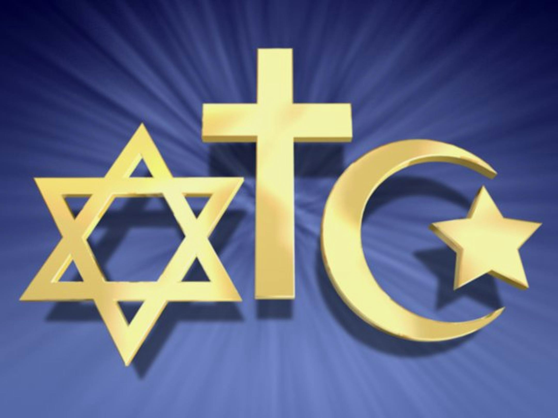 Graphic depicting different religious symbols.