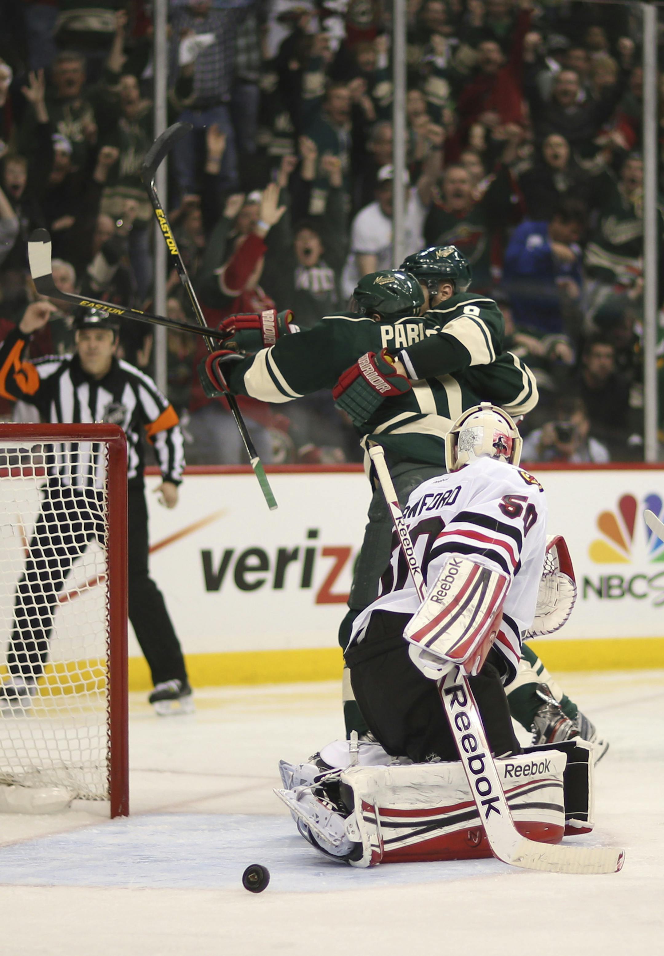 The Minnesota Wild skated against the Chicago Black Hawks in game three of their first round playoff series Sunday afternoon, May 25, 2013 at Xcel Energy Center in St. Paul. Zach Parise's third period goal off his backhand gave the Wild a 2-1 lead, but it didn't last and the game headed to overtime. ] JEFF WHEELER ‚Ä¢ jeff.wheeler@startribune.com