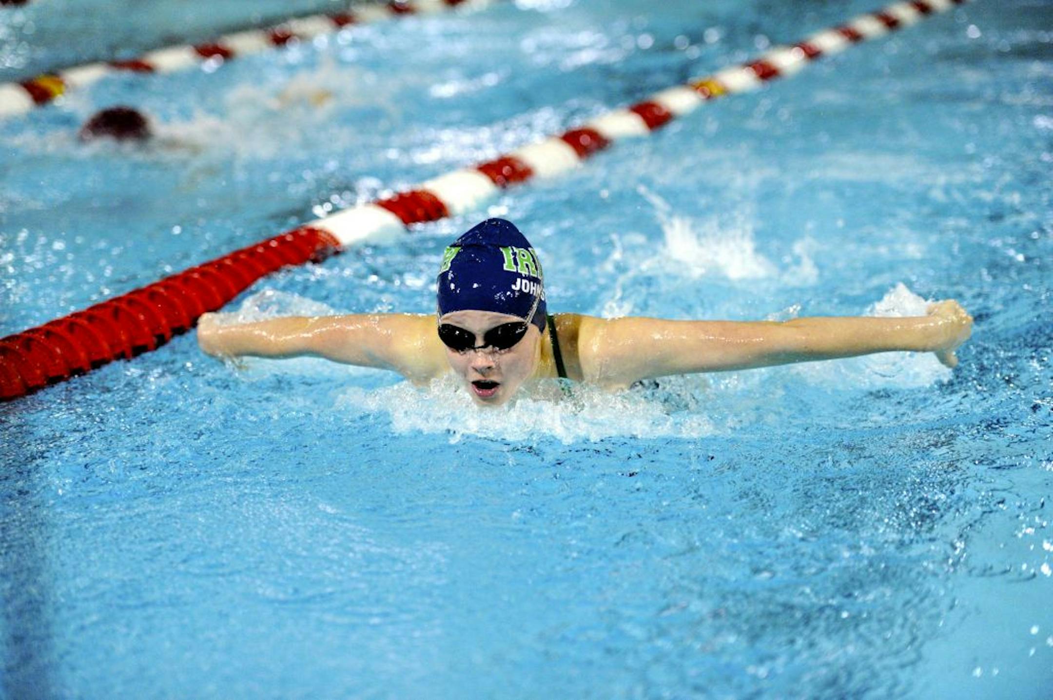 Olivia Johnston is a standout performer in the breaststroke for Rosemount. The Irish, who won the South Suburban Conference title, compete in sectionals this week. Submitted photo by Craig Orthmann