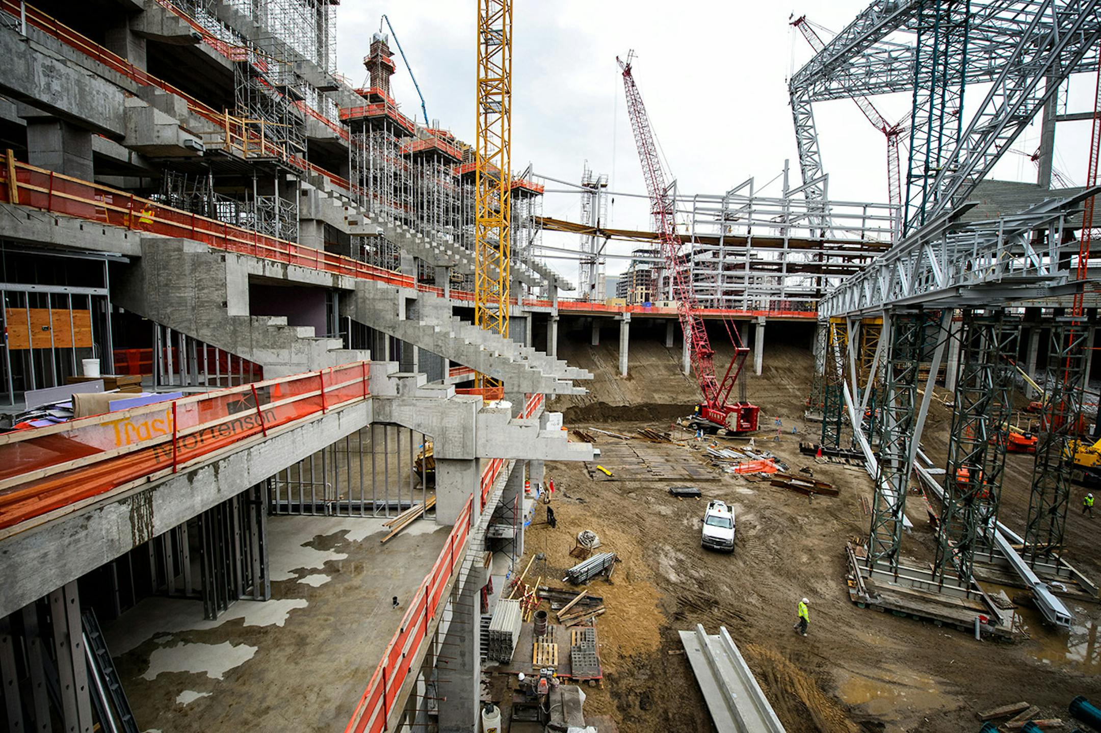 The new Vikings stadium led screen will be mounted on the frame in the center of the photo.