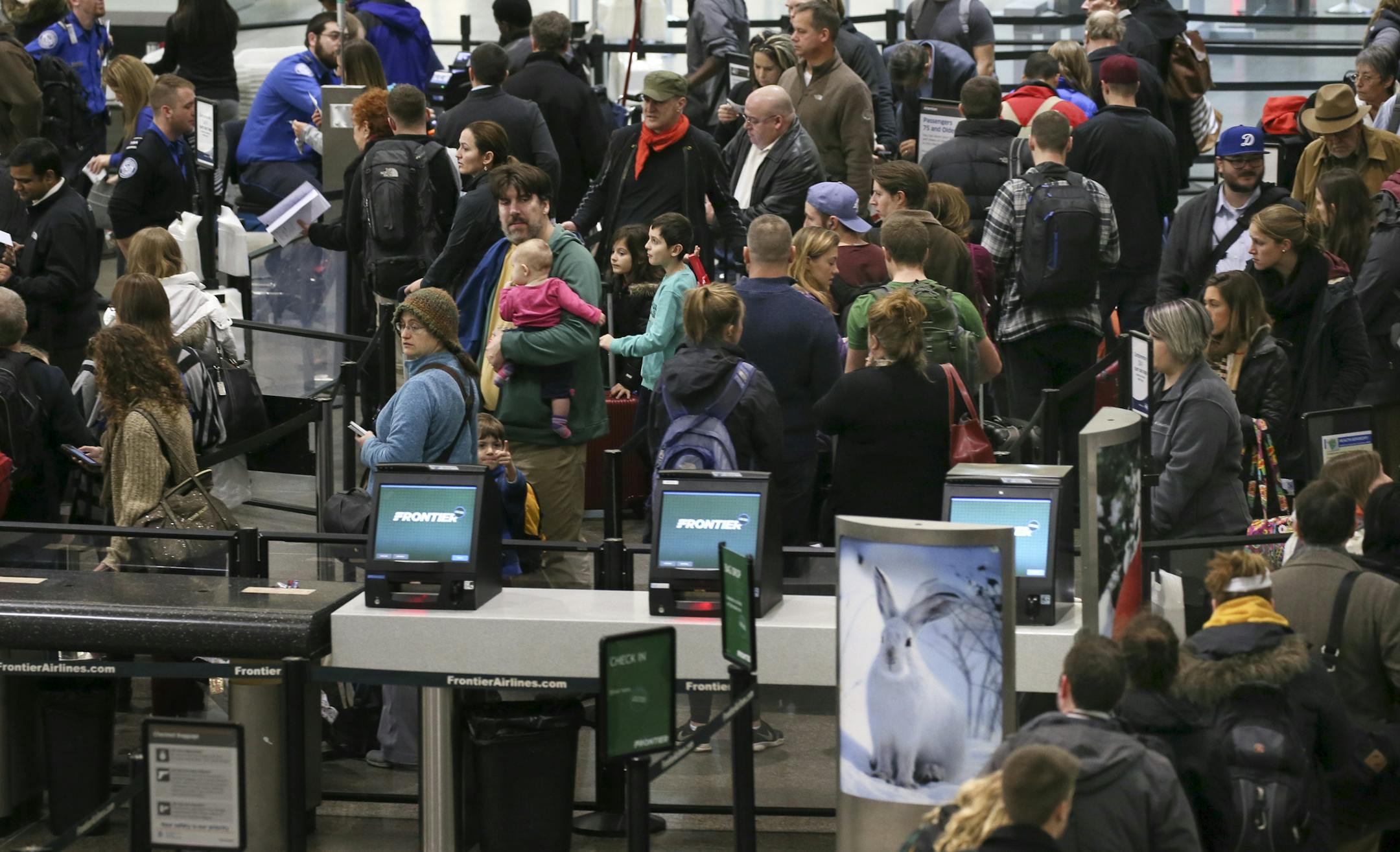 Wednesday is one of the biggest air travel days of the year, judging by social media complaints about the long lines at security. ] Brian.Peterson@startribune.com Minneapolis, MN - 12/17/2015