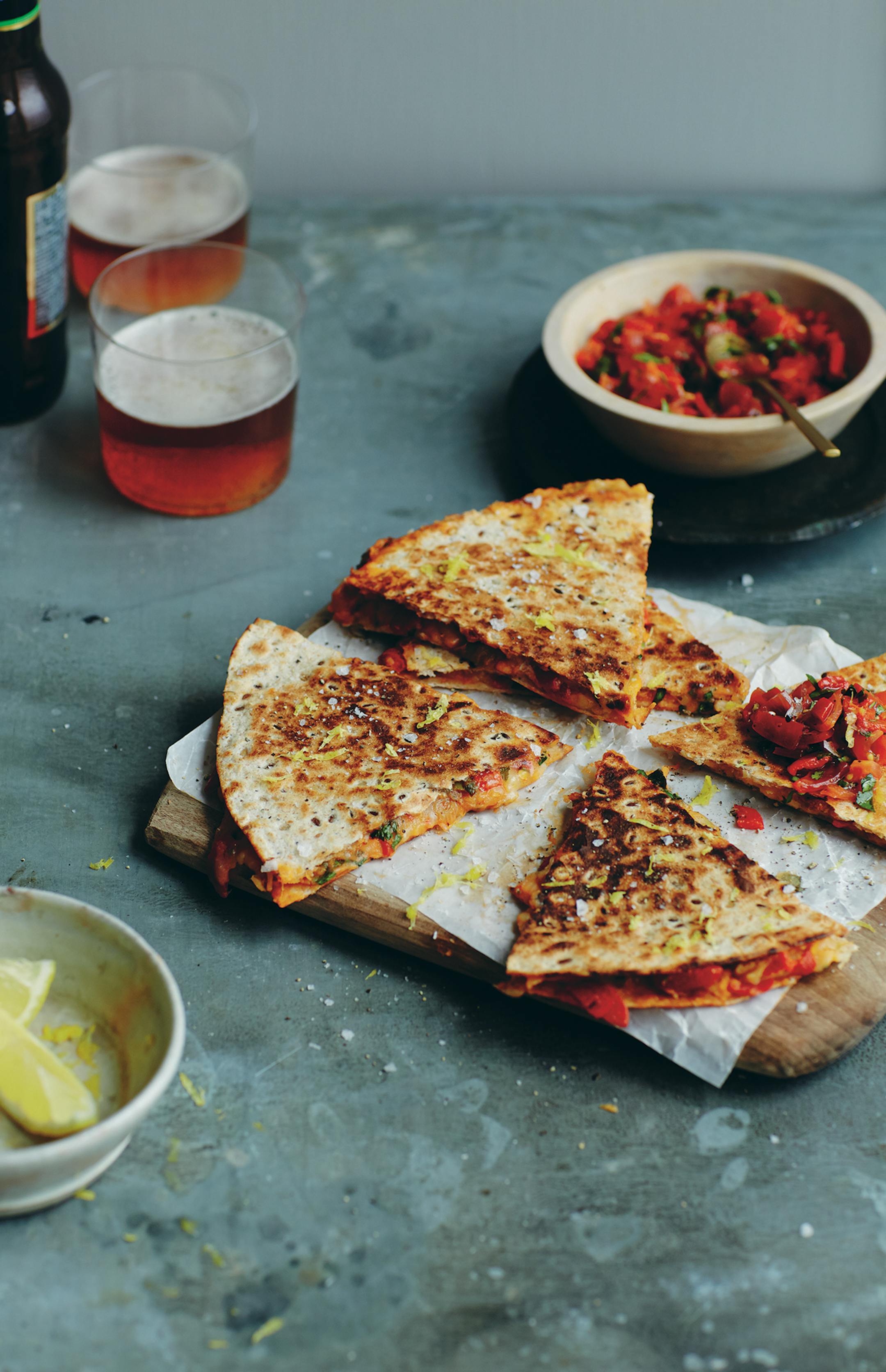 Smoky pepper and white bean quesadilla from ìA Modern Way to Cook: 150+ Vegetarian Recipes for Quick, Flavor-Packed Meals,î by Anna Jones. Photo by Matt Rusell