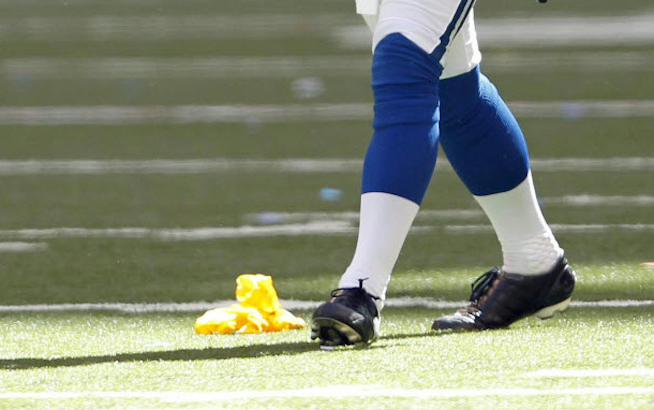 The Vikings were penalized 11 times in Sunday's game against the Indianapolis Colts, including a roughing the kicker penalty.
