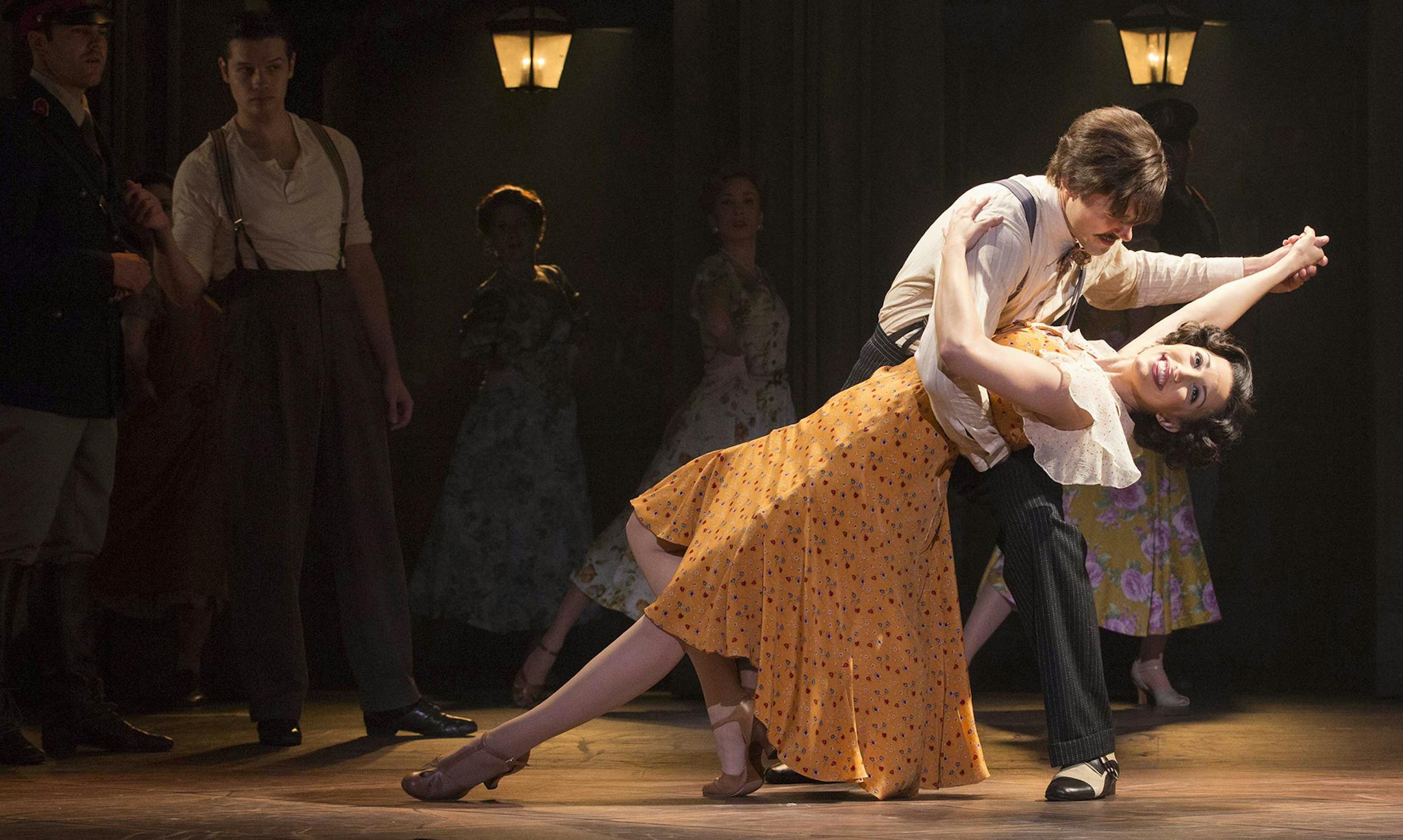 Christopher Johnstone as 'Magaldi' and Caroline Bowman as 'Eva Peron' in the National Tour of EVITA Photo credit: Richard Termine