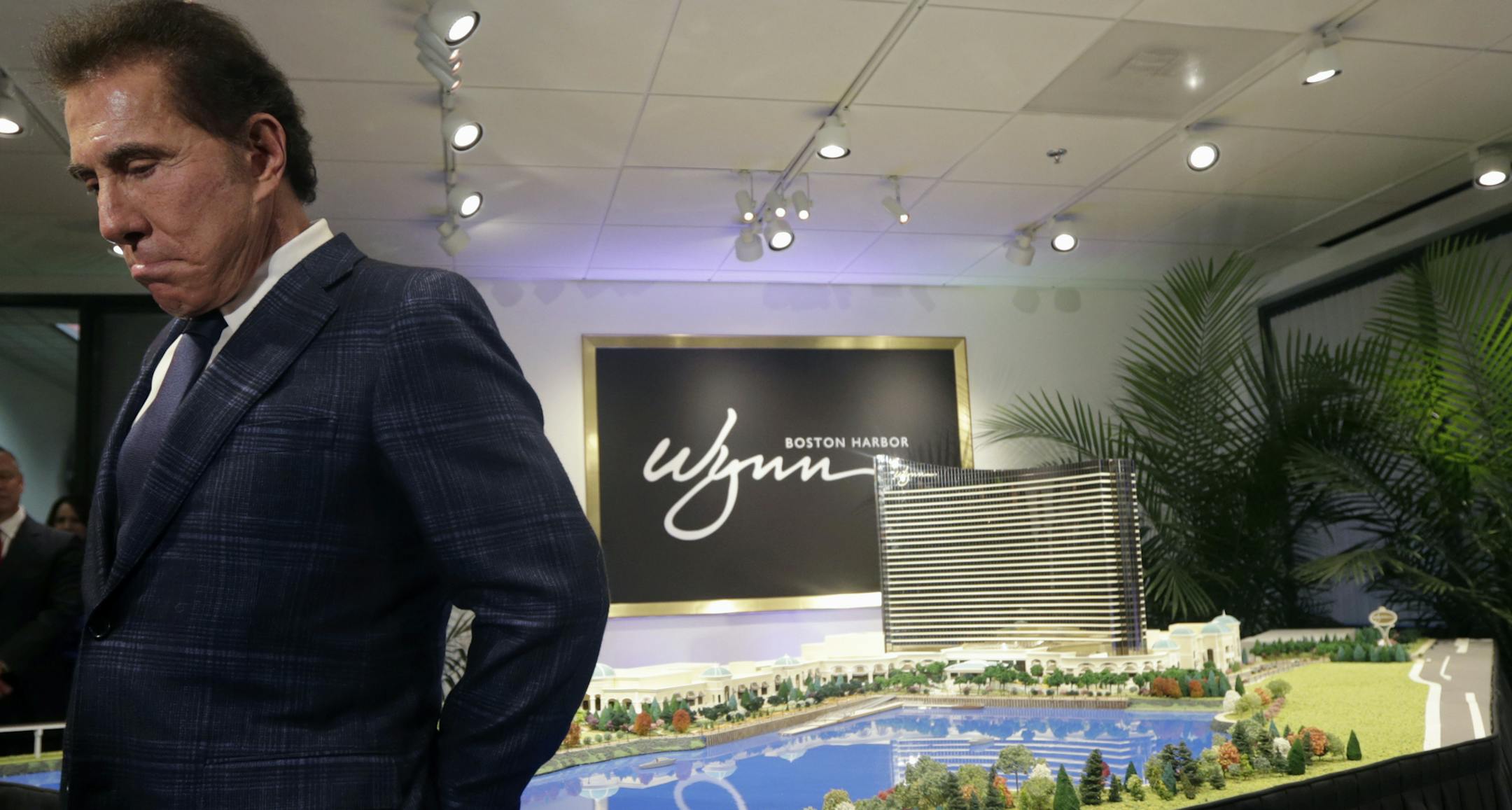 FILE- This March 15, 2016, file photo shows casino mogul Steve Wynn during a news conference in Medford, Mass. Facing investigations by gambling regulators and allegations of sexual misconduct, Wynn has stepped down as chairman and CEO of the resorts bearing his names. The Las Vegas-based Wynn Resorts in a statement said Wynn's resignation Tuesday, Feb. 6, 2018, was effective immediately. Wynn has vehemently denied the report's allegations. (AP Photo/Charles Krupa, File)