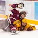 Minnesota Duluth defenseman Hunter Lellig (8) and Minnesota forward Matthew Knies (89) collided during the third period of their game on Friday, Oct. 