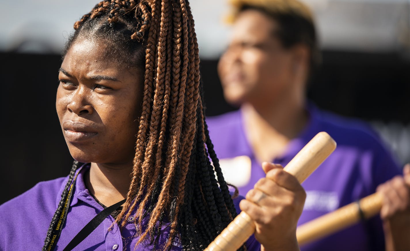 Women's Academy participant Tashira Britton listens to instruction during mobile field force tactics training. ] LEILA NAVIDI &#x2022; leila.navidi@startribune.com BACKGROUND INFORMATION: Members of the 2019 Ramsey County Sheriff's Office Women's Academy learn mobile field force tactics during the third day of the academy at Ramsey County Sheriff's Department Patrol Division in Arden Hills on Wednesday, June 12, 2019.