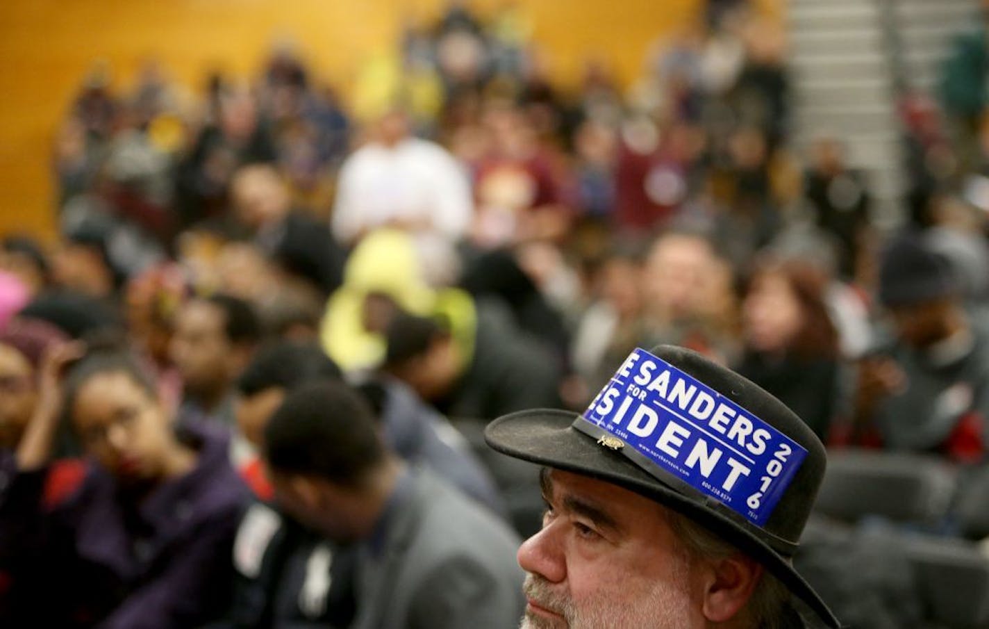 Carl Schwensohn of North Minneapolis waits for a chance to see U.S. Sen. Bernie Sanders Friday at Patrick Henry High in Minneapolis, MN. Schwensohn said he has been a fan of Sanders for a long time. "I believed in Bernie decades ago," said Schwensohn, who added that he never thought Sanders would run for president.(DAVID JOLES/STARTRIBUNE)djoles@startribune.com U.S. Sen. Bernie Sanders on Friday will travel to Minnesota. The Democratic Party presidential candidate will participate in a forum at