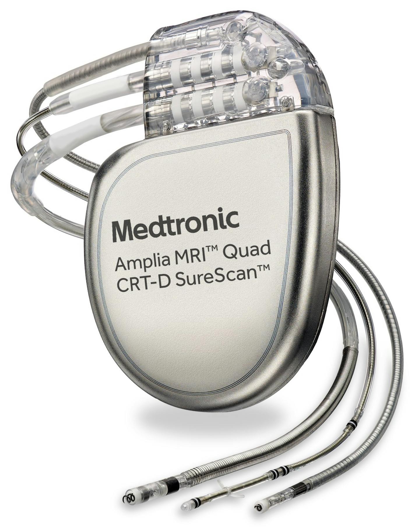 Medtronic Amplia MRI&#xf4; cardiac resynchronization therapy-defibrillator (CRT-D) The Amplia MRI&#xf4; and Compia MRI&#xf4; CRT-Ds are the first and only MRI-conditional CRT-Ds approved by the FDA. Patients who receive these devices, which help treat their heart failure and reduce their risk of SCA, have access to full-body MRI scans.