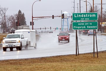 As drivers enter into Lindstrom, Minnesota city limits, they're greeted with a sign with the town's name and population. What they don't see is an uml