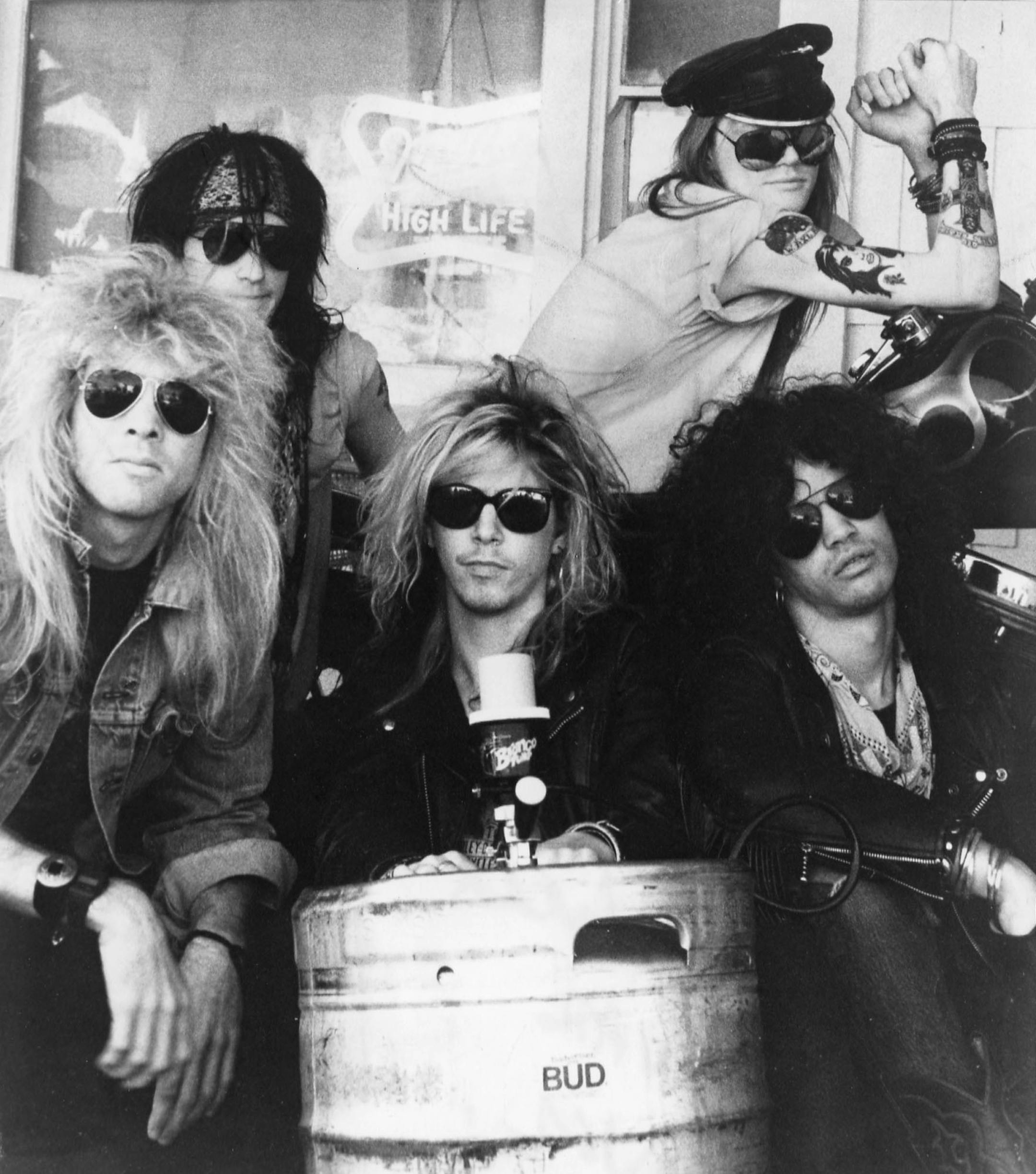 Guns N&#x2019; Roses, circa 1987:&#x2009; Steven Adler, Izzy Stradlin, Duff McKagan, Axl Rose and Slash.