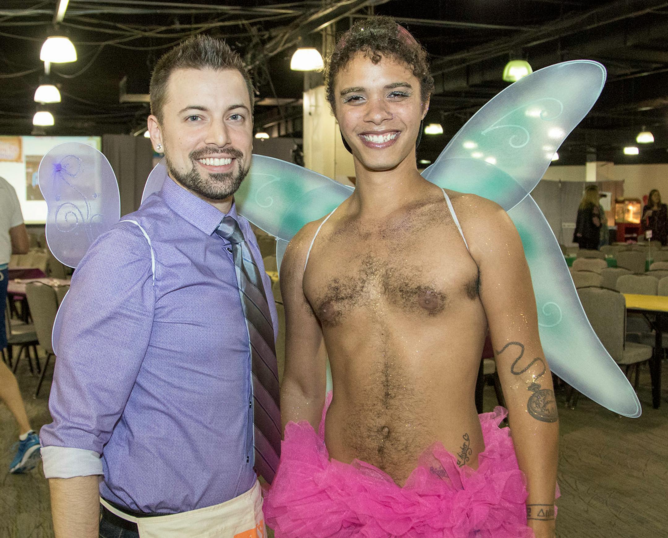 Jaed Parker and Dion Grace sell bingo cards.