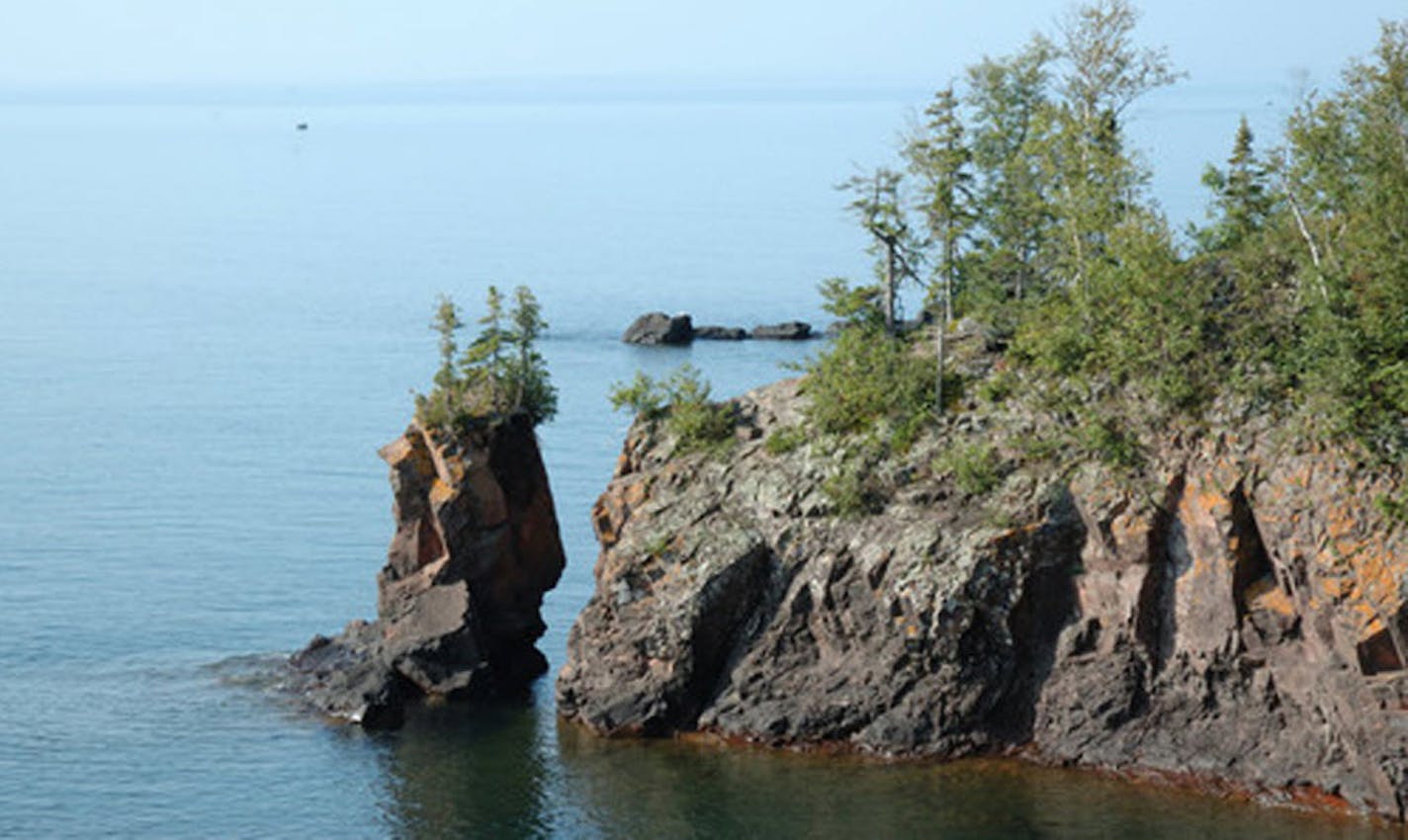 Tettegouche arch after it collapsed into Lake Superior.