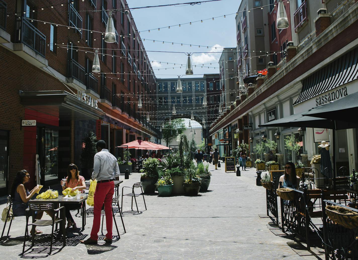 FILE &#x2014; Cafes on a pedestrian street in Bethesda, Md., in Montgomery County just outside Washington, April 28, 2017. Montgomery County was one of 20 locations shortlisted as Amazon announced that it had narrowed down its list of potential second headquarters sites from 238 bids on Jan. 18, 2018. (Andrew Mangum/The New York Times)