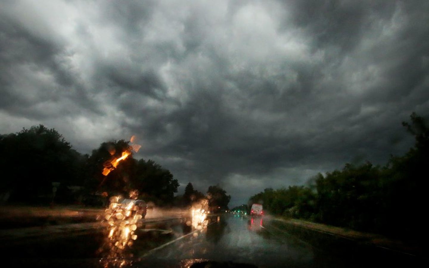 Strong thunderstorms rolled through the Twin Cities metro area on Tuesday night, including a second round that produced torrential rains and heavy winds in Burnsville.