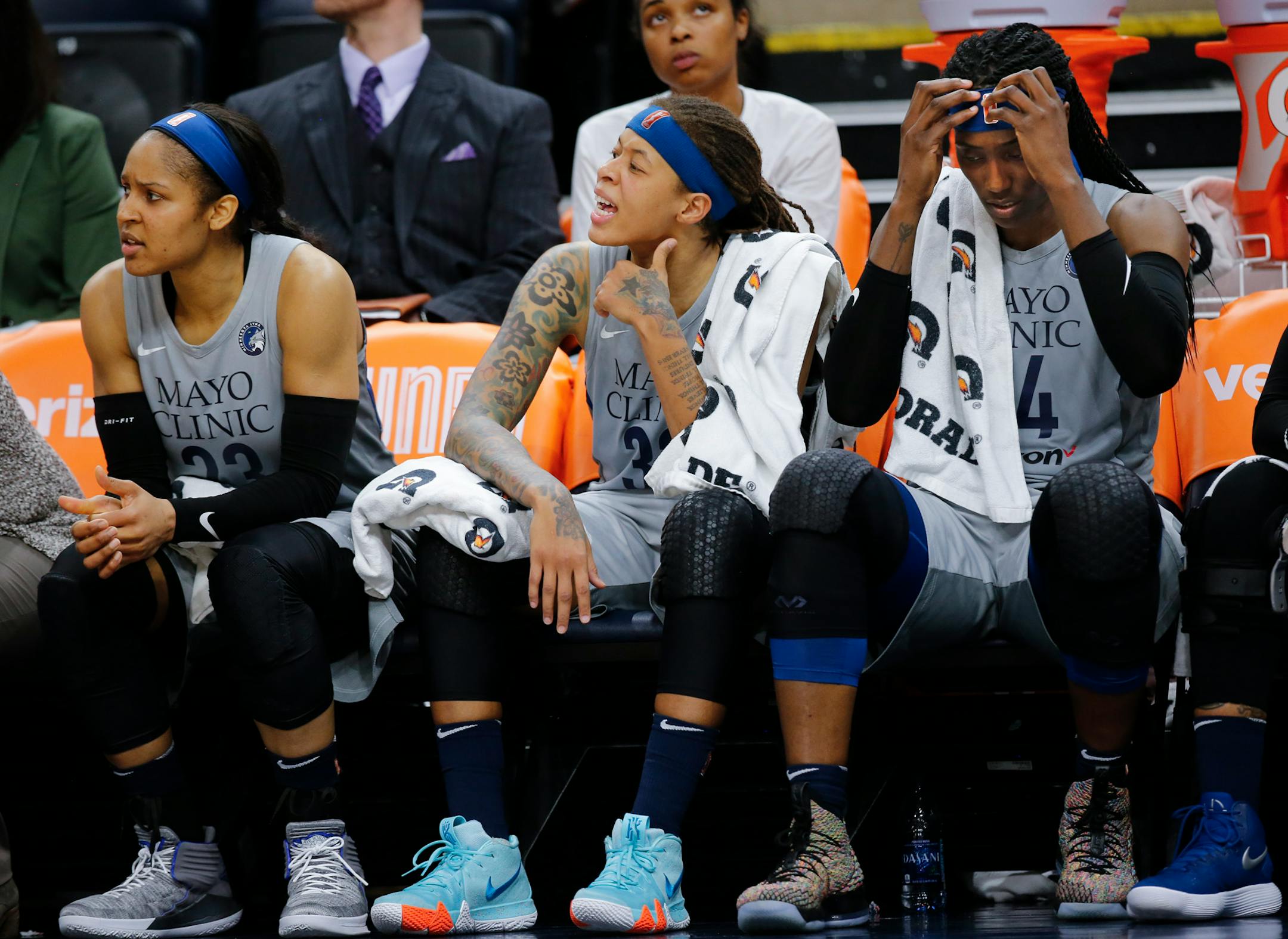 Lynx starters watched the end of Sunday's loss to Atlanta from the bench.