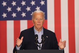 MADISON, WI - JULY 5: President Joe Biden gestures while speaking at a rally in Madison, Wisconsin on July 5. 2024. Alex Wroblewski/The Washington Pos
