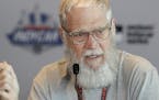 FILE - In this May 12, 2017 file photo, David Letterman speaks during a news conference in Indianapolis. Letterman&#x2019;s job was to make people lau
