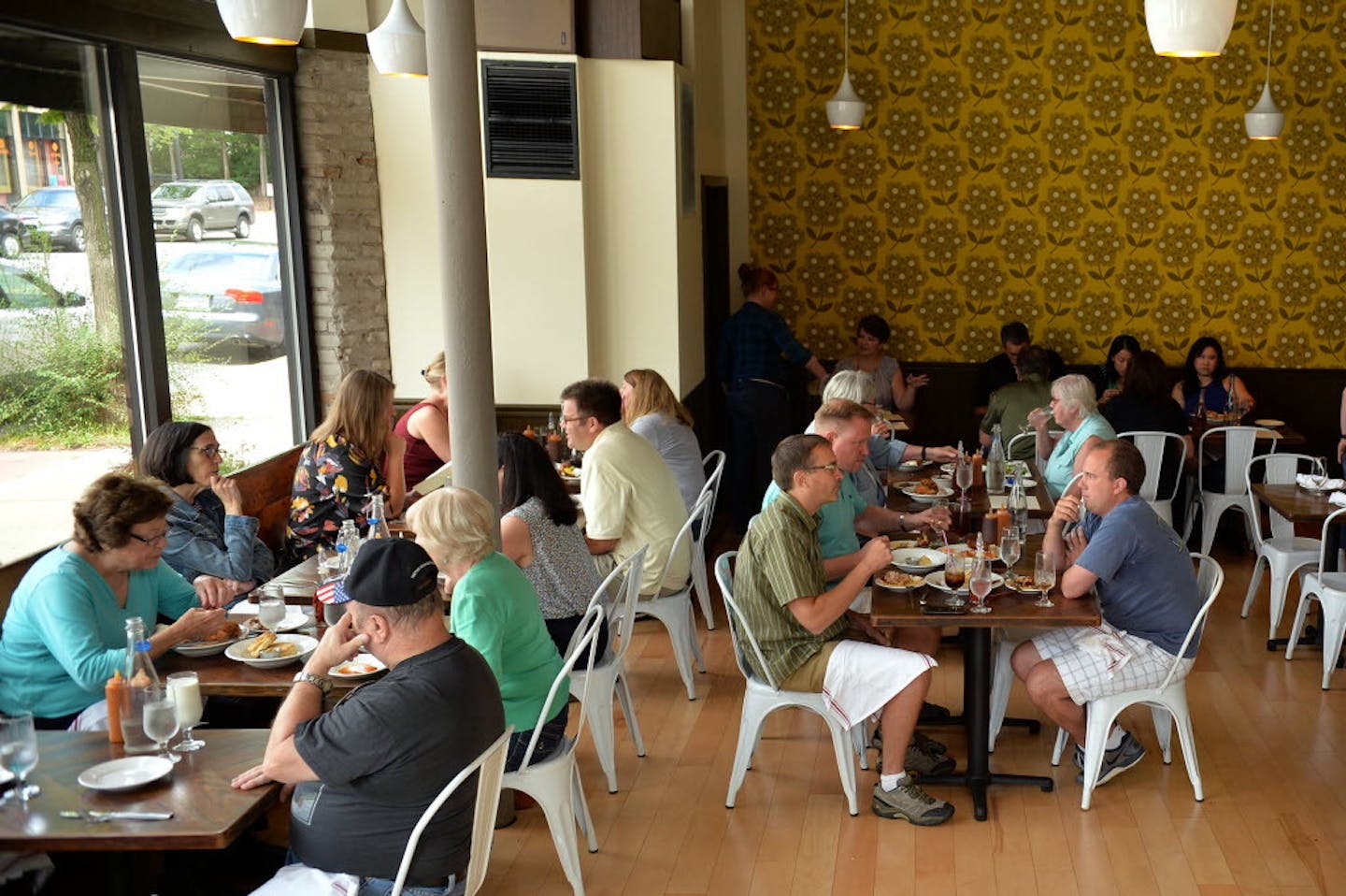 Revival's dining room in Minneapolis packs in guests during a busy weekday lunch hour.