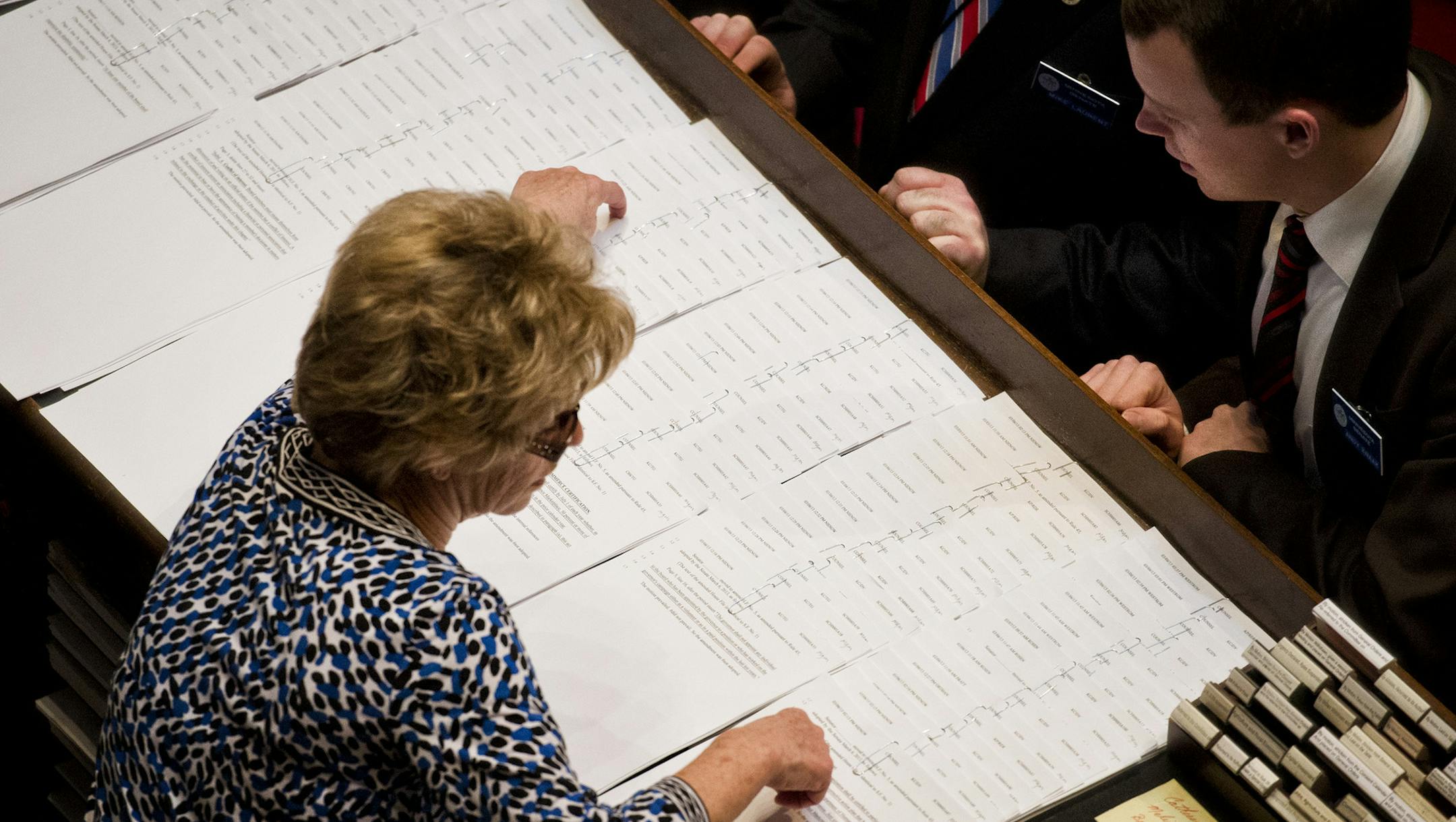 Senate clerks arranged 95 proposed amendments to the health insurance exchange bill that will be debated Thursday, March 7, 2013.