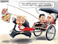 Sack cartoon: Trump goes first