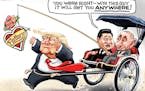 Sack cartoon: Trump goes first