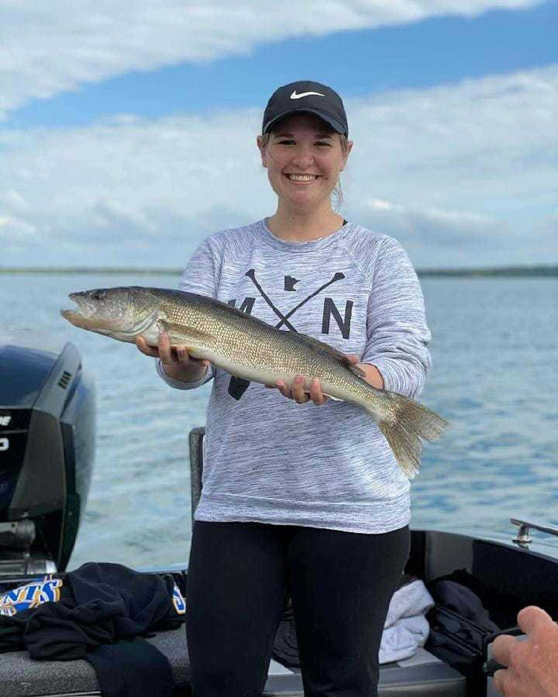 Largest walleye Ashley Benage has caught, 25". Leech Lake with a leech by Hardwoods Sun afternoon 5/24